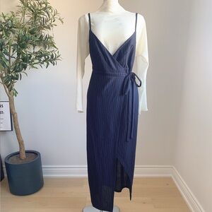 ZARA Navy Wrap Slip Dress – Size S